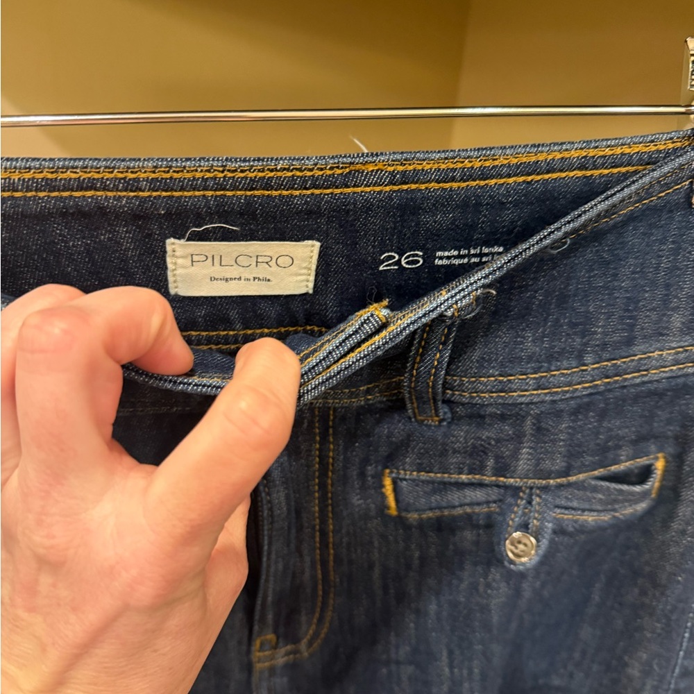 Pilcro Dark Blue Wide Leg Flare Jeans - Picture 3 of 3